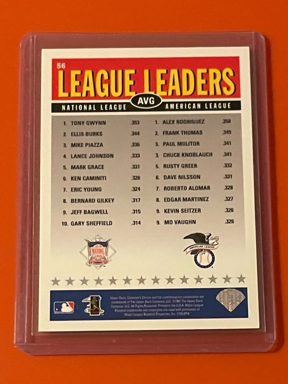 Alex Rodriguez/Tony Gwynn #56 1997 Upper Deck Collector's Choice Baseball Card